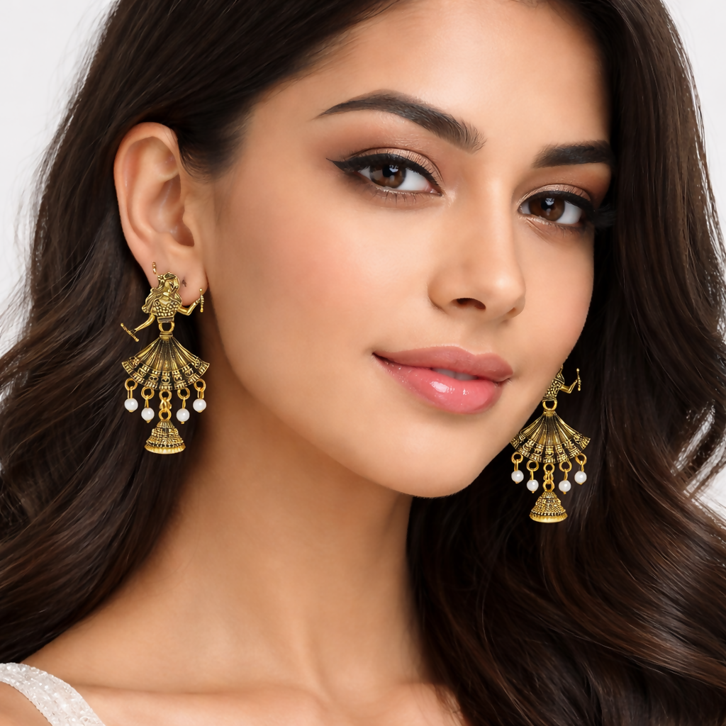 Traditional Elegant Gold Finish Doll Jhumka Earrings