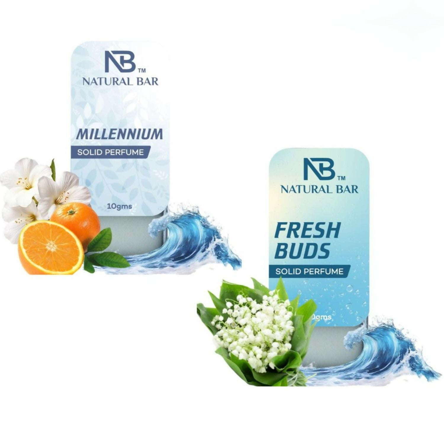 Millennium And Fresh Buds Solid Perfume Combo, Alcohol Free Cologne Strong & Lasting Fragrance, Gifting for Him & Her (10gms/2Pc)