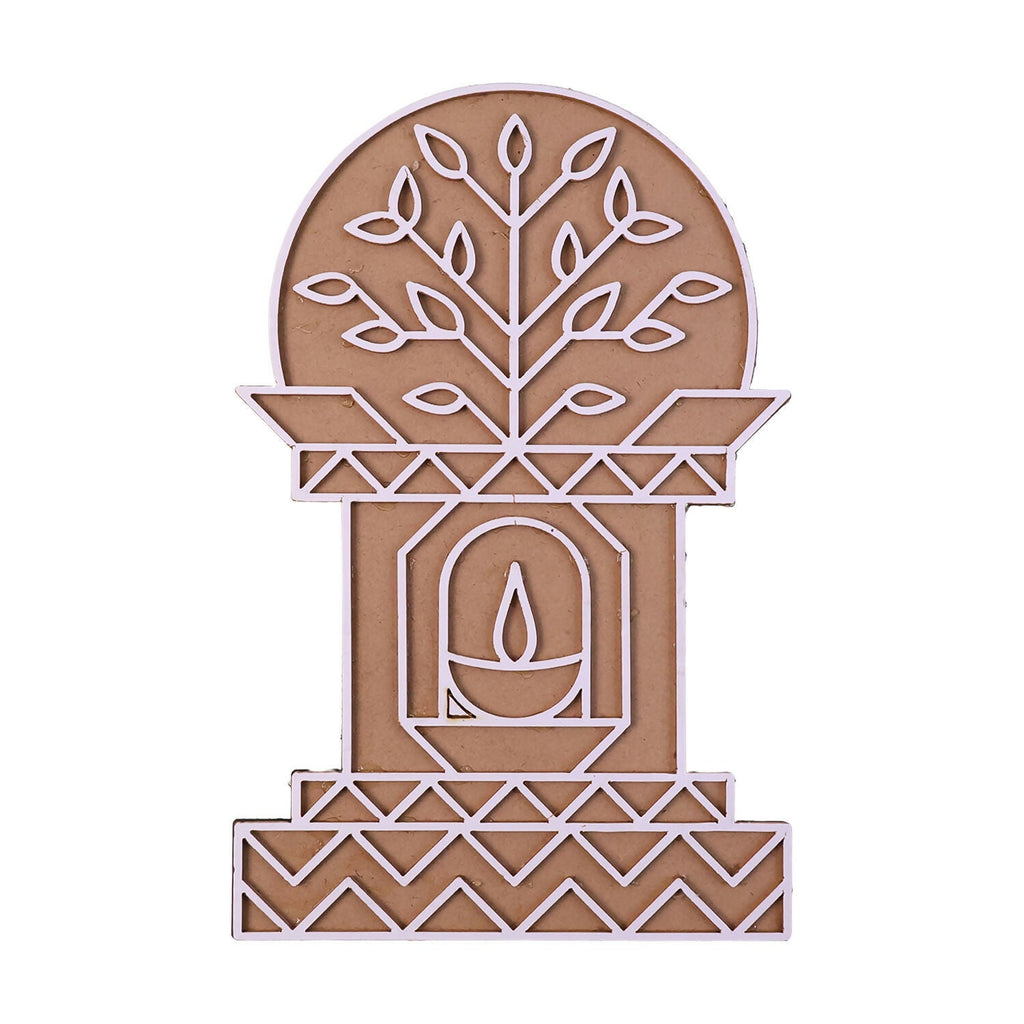 Portable MDF Rangoli Stencil | Diya Tree Design