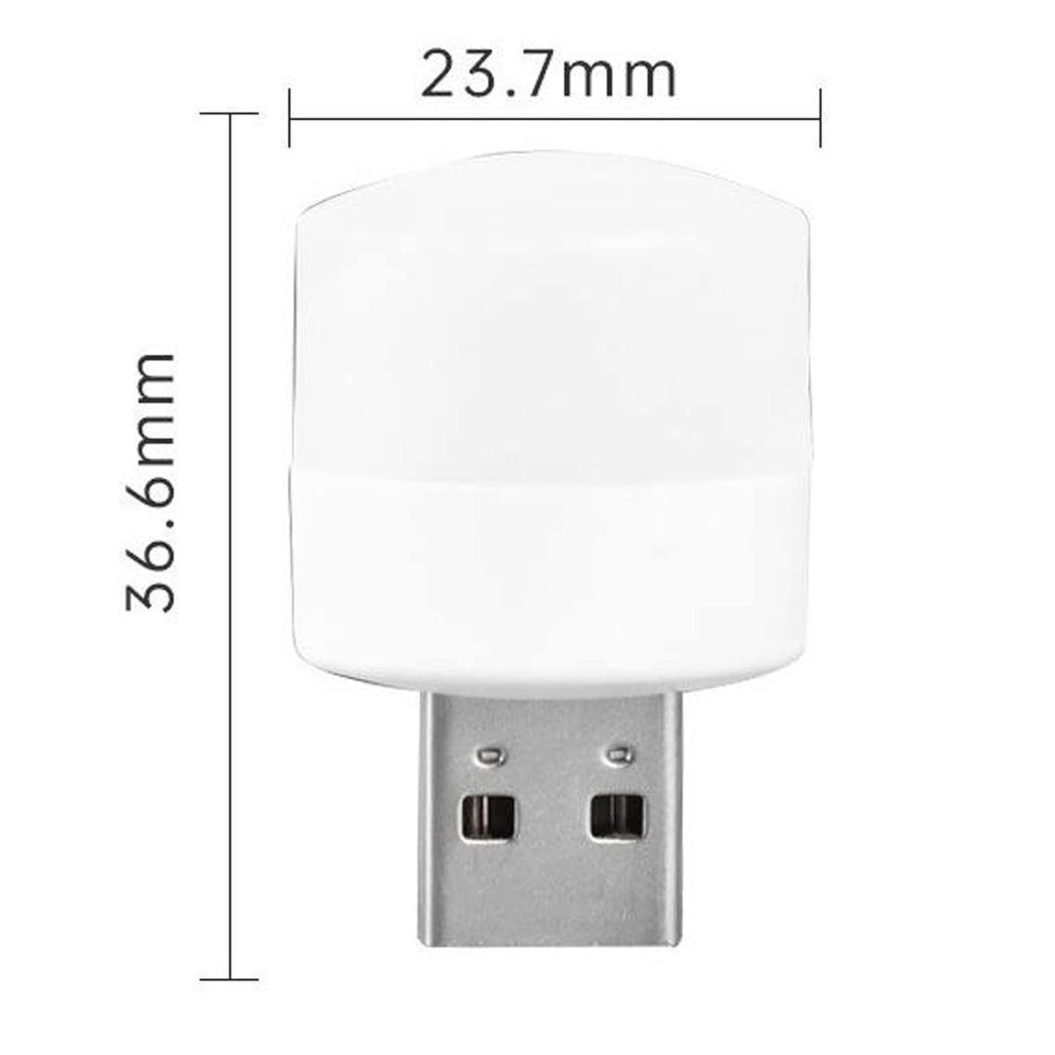 Measuring chart of dimensions for yellow USB LED night lamp