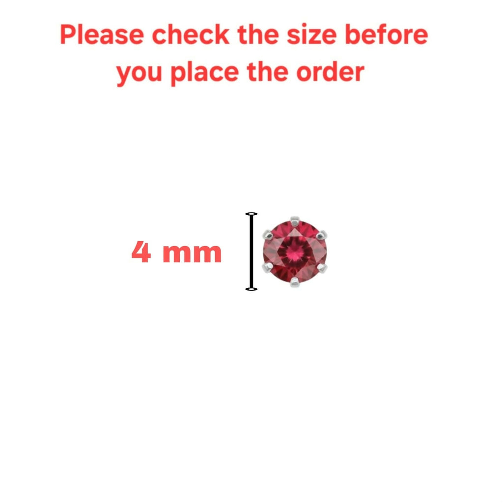 Silver Plated Red Ruby AD Stud NosePin for Women and girls