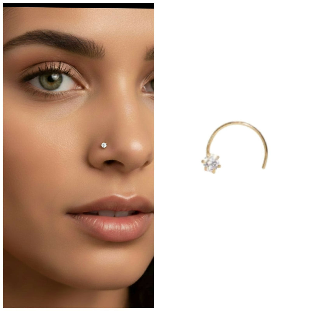 Gold Single Diamond Nosepin Laung Koka Nathni for women and girls