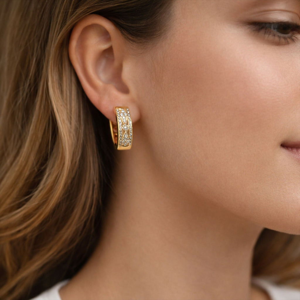 Gold Plated Cubic Zirconia Stud Earrings for Women