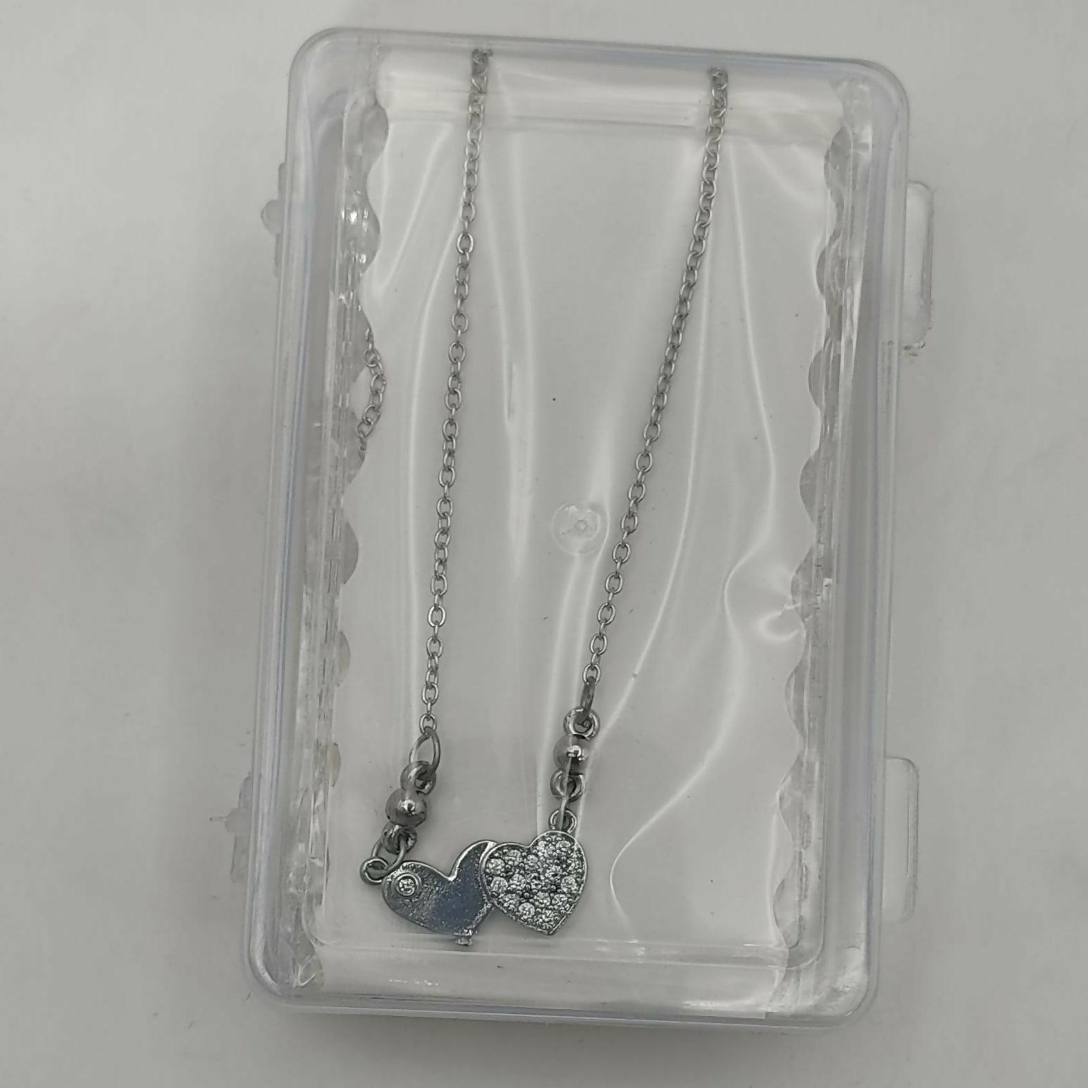 Silver plated Double Heart Pendant Necklace in Sterling For women and girls