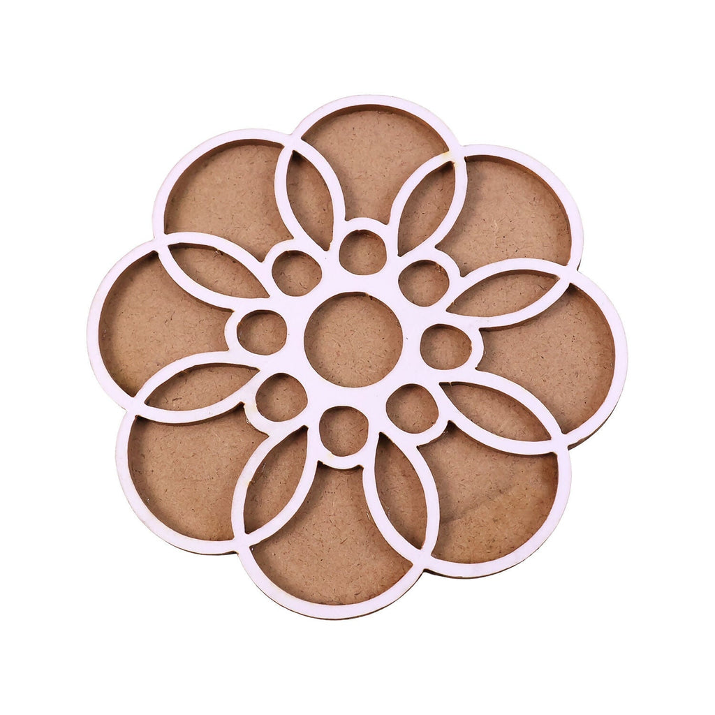 Wooden Rangoli Stencil | Round Petal Flower Design
