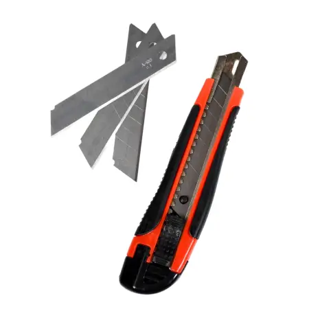 Heavy Duty 18mm Cutter Knife Set with Rubber Handle & Extra Blades - Ideal for Office and Home Use ( default, Standard ).