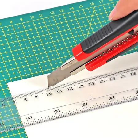 Heavy Duty 18mm Cutter Knife Set with Rubber Handle & Extra Blades - Ideal for Office and Home Use ( default, Standard ).